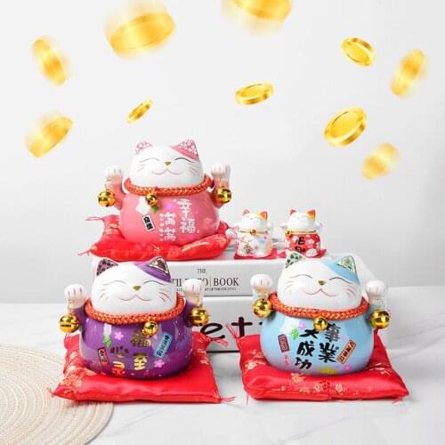 Japan Style Ceramic Maneki Neko Piggy Bank Creative Home Decoration Fengshui Ornaments Business Gifts Lucky Craft Lucky Cat Gift