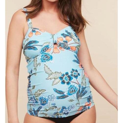 Floral Pregnant Woman Swimsuit Tankinis Set V-Neck Condole belt Maternity Swimwear Maternity Clothings For Pregnant Women 2020