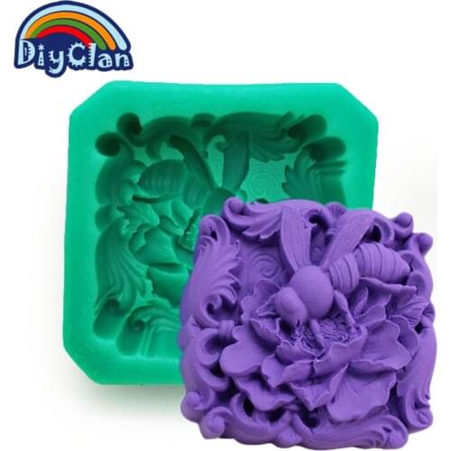 Honey Bee Soap Silicone Molds For Cake Jelly Dessert Chocolate Mould Rustic Small Bee Handmade Soap Cake Mold Candle S0045MF