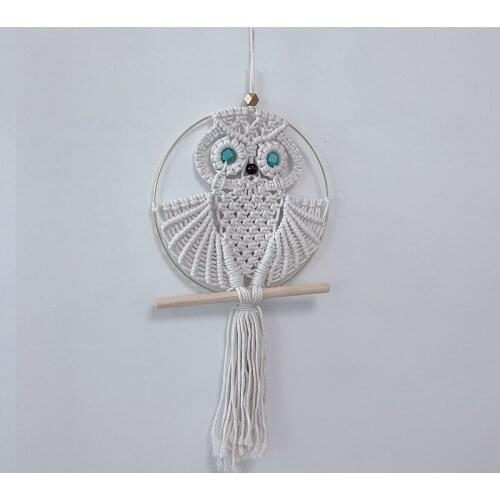 Fashionable Hand Woven Cartoon Owl Accessories Living Room Childrens Bedroom Background Decoration Delicate Cotton Rope Gift