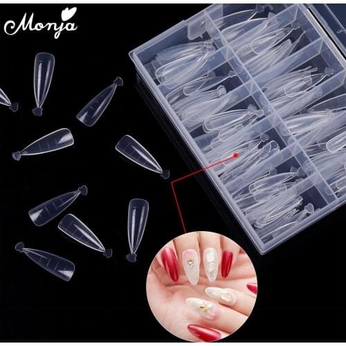 Monja 120 Pcs/Box Full Cover Nail Art Quick Building Mold Tips Multi-size Acrylic False Nail Extension Form DIY Manicure Tool