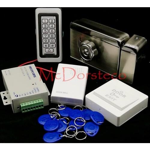 Brand New In Stock Full Waterproof Metal RFID Card Code Keypad Door Access Control Kit Electric Door Rim Lock