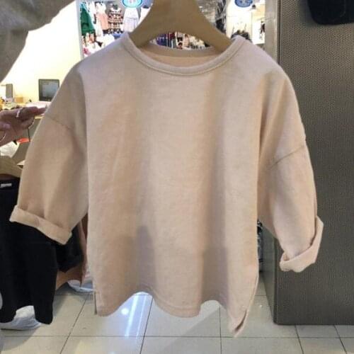 2020 autumn childrens clothing new boys and girls fashion pure cotton simple and versatile loose casual T-shirt