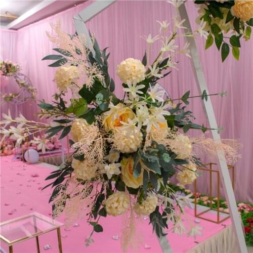 Customized New Wedding Arch Corner Flower Artificial Flower Row Hanging Wedding Backdrop Layout Road Lead Flower Arrangement