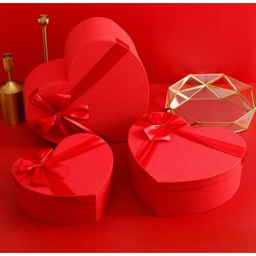 Red Heart Shaped Florist Hat Box Candy Boxes Set Valentines Day Gift Box Packaging Boxes Flowers Gifts Living Vase