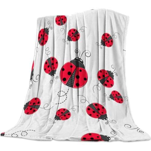 Red Ladybug Bedspread Blankets Blanket Throws Fleece Travel Wrap Improve Sleep Anti-Allergy Decorative Breathable Reversible
