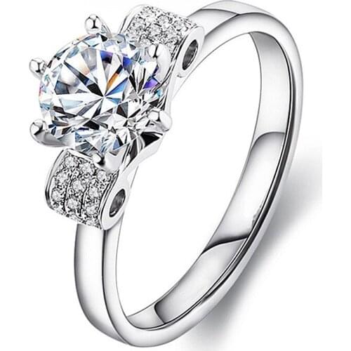 Stunning 1Ct Moissanite Test Positive Wedding Ring for Women Solid 18K 750 White Gold Fine Jewelry Romantic Christmas Gift