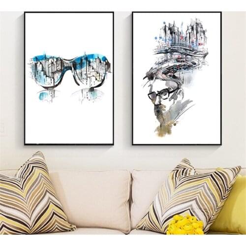 Simple Abstract Impression Line Home Decorative Paintin watercolor eye glass creative figure painting canvas wall art printings