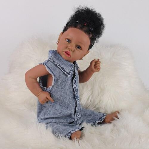 Lifelike Cool Reborn Baby Dolls with Soft Body African American Realistic Girl Doll 23 Inch Gift
