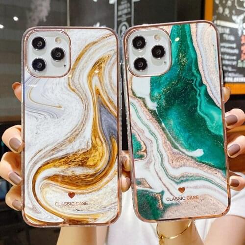 Luxury Bling Gold Plating Marble Phone Cases for iPhone 12 Mini XS 11 Pro Max XR X 8 7 Plus SE Case Silicone Marble Back Cover