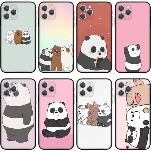 Cartoon panda Phone Case For iPhone 11 12 Pro Max X XS XR Xs Max Mini 6 6s 7 8 Plus se black Silicone Case
