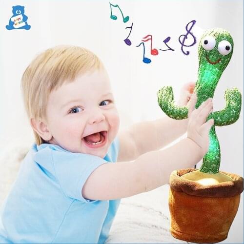 Dancing Cactus Plush Toy Electric Talking Singing Cactus 120 Songs Glow Recording Learning To Speak Twisting Plush Toy For Kids