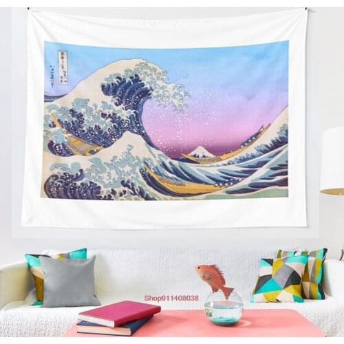 The Great Wave off Kanagawa tapestry Psychedelic Colorful Wall Hanging Tapestries Dorm Wall Art Yoga Mat
