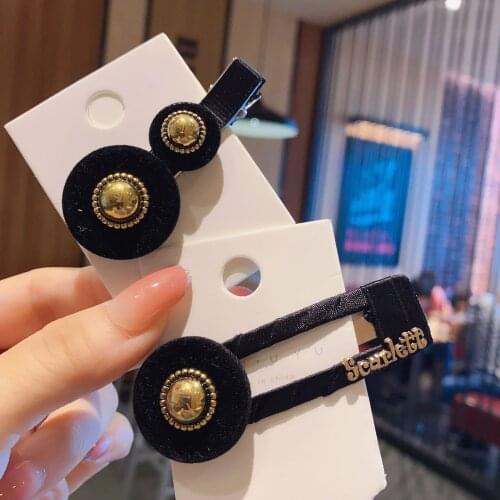 Vintage Black Hair Clips For Women Velvet Metal Geometric Barrettes Hair Accessories Autumn Duckbill Hairpin Handmade Headdress