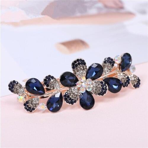 Xiwstar Women Girls Crystal Rhinestone Flower Pattern Hair Spring Clip Hairpin Sweet Hair Accessories