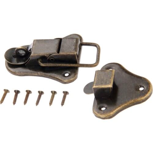 1set Antique Bronze Box Latch Hasp w/screws Jewelry Wood Box Decor Drawer Suitcases Iron Buckle Clasp Furniture 95*52mm Fitting