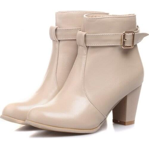 Big Size 9 10 11 12 boots women shoes ankle boots for women ladies boots shoes woman winter Buckle side zipper round head