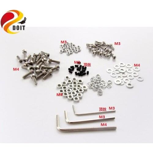 1set M3 M4 Screw Gasket Trampoline,Nut Inner Hexagon Spanner Tank Car Accessory Part DIY RC Toy Tank Robot Chassis