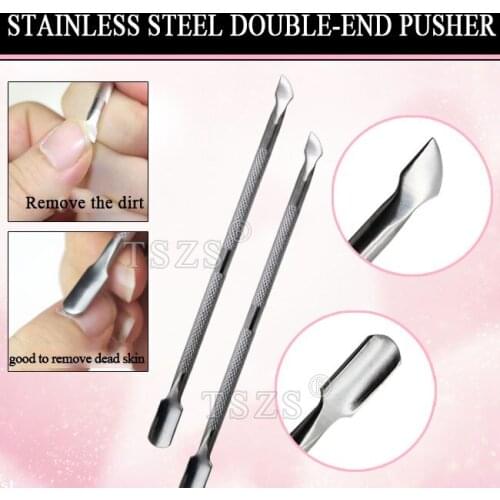 2pcs/lot 13cm Nail Art tools Stainless Steel Essential Cuticle 2 Way Spoon Pusher Pedicure Manicure Gift Beauty Cuticle Remover