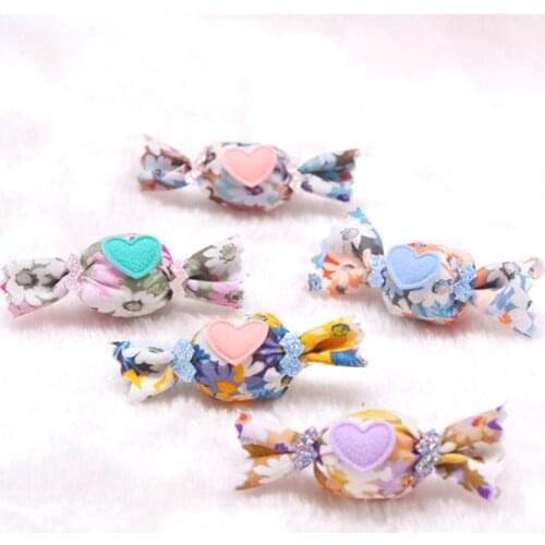 20Pcs/Lot Print Flower Fabric Candy Padded Appliques For DIY Handmade Children Hair Clip Accessories Hat Clothes Patches Gifts