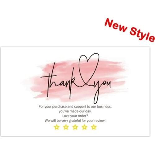 5Types Thank You Cards 30Pcs/Pack Copperplate Paper Thank You Gift Packaging English Five-star Praise Label For Small Businesses