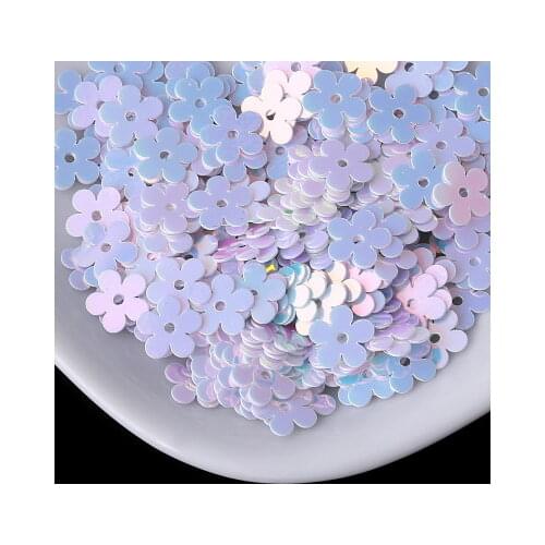 7mm Flat Flower Platting Golden Centre Hole Loose Sequin Paillette Sewing,Wedding Craft DIY Garment Accessory White