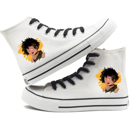 Anime Cos My Hero Academia White Casual Canvas Shoes Midoriya Izuku deku All Might plimsolls Sneakers