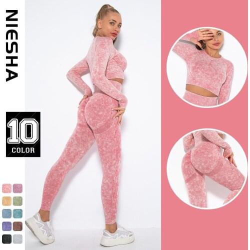 Seamless Women Fitness Sets Female Sport Gym Suits Wear Running Clothes Women Workout Sport Suit Long Sleeve Crop Top Leggings