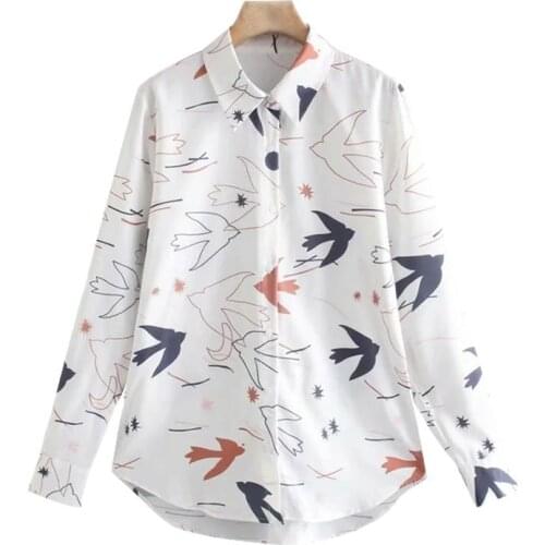 Ladies 2021 Ladies Fashion Animal Print Loose Blouse Old-fashioned Long Sleeve Button Blouse Chic Top