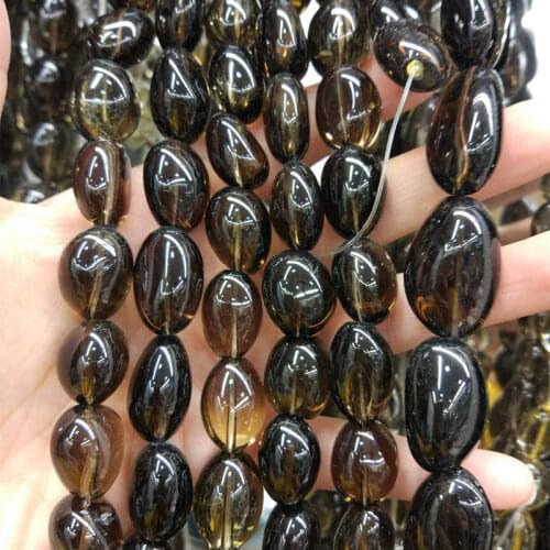 15-16x24-26mm Natural Oval Smoky Quartzs Beads For Jewelry Making Beads Bracelets For Women 15'' Needlework DIY Beads Trinket