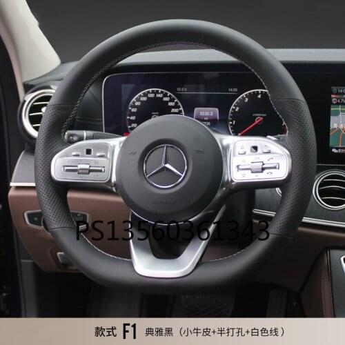 DIY hand-stitched steering wheel cover fit for Mercedes-Benz A-Class B-Class C-Class c200l glc260l gla20 leather handle cover