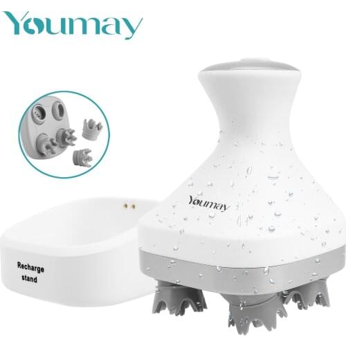 Youmay 3D Electric Head Massager Waterproof Scalp Massage Prevent Hair Loss Vibration Massager for Neck Body Deep Kneading