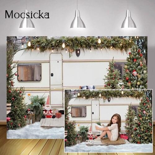 Christmas Wild Camping Portrait Backdrop Christmas Trees Snow Winter Outdoor Background Kids Adult Birthday Art Photography Prop