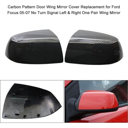 Carbon Pattern Door Wing Mirror Cover Replacement for Ford Focus 05-07 No Turn Signal Left & Right One Pair Wing Mirror