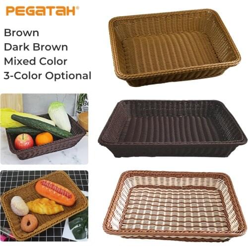 Storage baskets Rattan Handwoven Food Storage Tray Home Bread fruit french fries basket Home Decoration Rattan Storage organizer