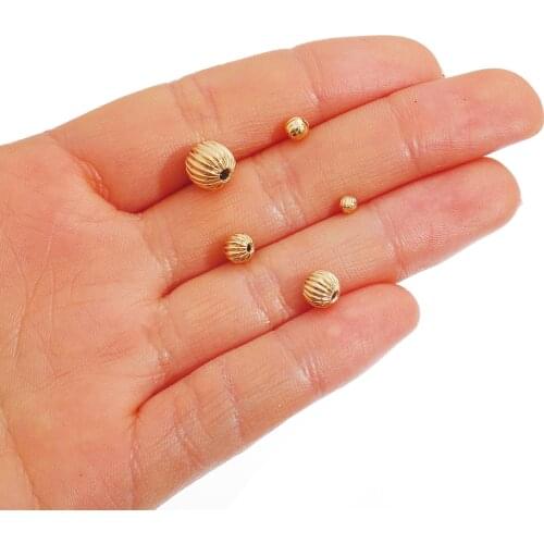10 Pcs Brass Watermelon Round Bead Line Carved Spacer Beads Findings DIY Making For Jewelry Necklace Bracelet Accessories