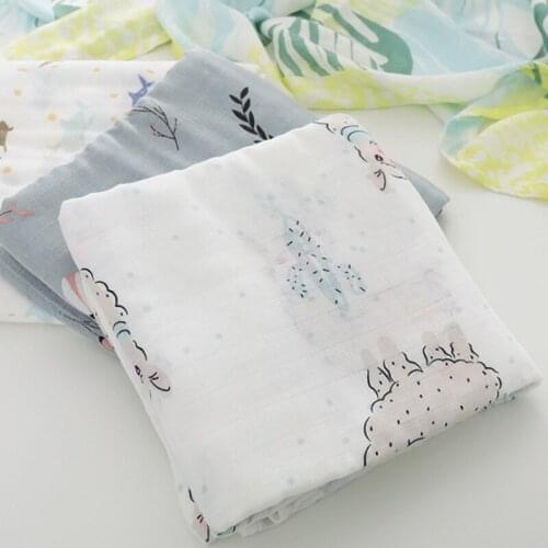 Bamboo Fiber Baby Blanket Soft Newborn Blankets Muslin Swaddle Wrap Infant Printed Bedding Bath Towel Swaddling