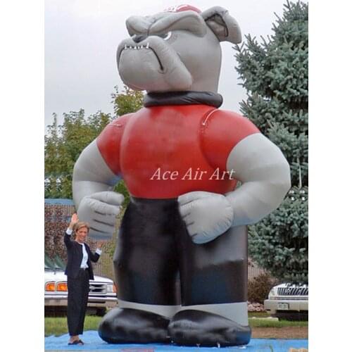 Powerful giant standing inflatable bulldog in red cartoon animal mascot bodyguard for advertising/outdoor yard decoration