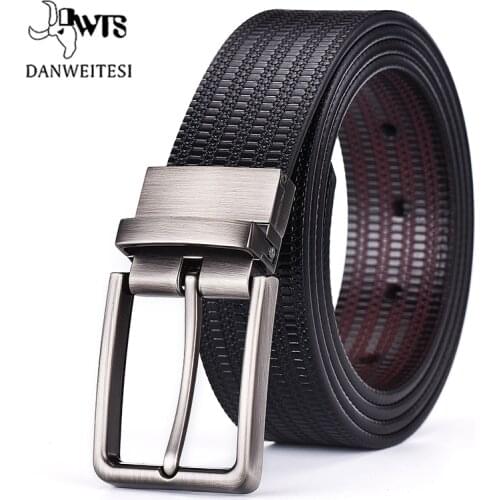 [DWTS] Men Belt New High Quality Cow Genuine Leather Luxury Strap Male Belts For Men Fashion Classice Vintage Pin Buckle