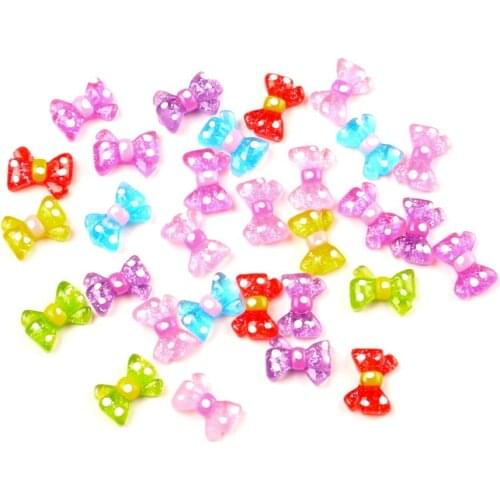 50Pcs Mixed Resin Bow Decoration Crafts Flatback Cabochon Scrapbooking Fit Phone Embellishments Diy Accessories