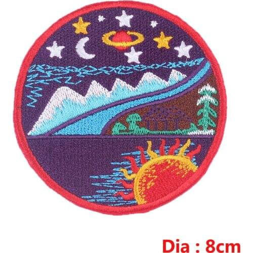 Van Gogh Sky Patch Embroidered Patches For Clothing Iron On Patches On Clothes Sewing Stripe DIY Decor On T-shirts Accessories