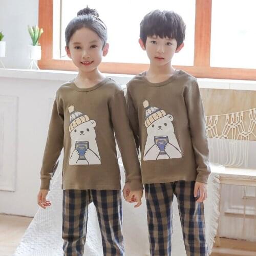 NEW Children Pajamas Sleepwear Sets Boys Girls Animal Pyjamas Long-sleeved Pijamas Infantil Cotton Nightwear Home Clothing Suits