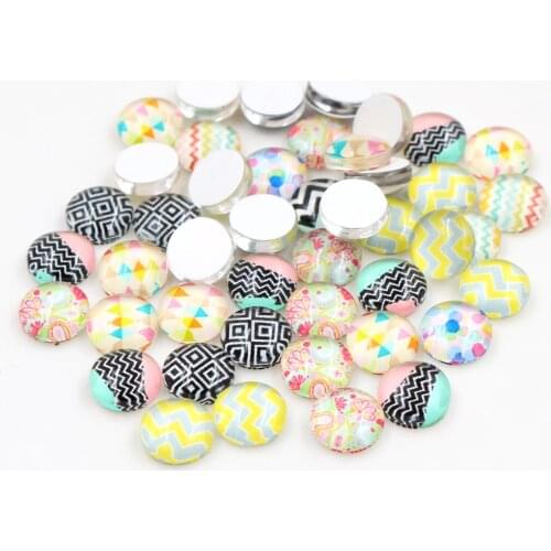 New Fashion Hot Sale 50pcs 8mm and 10mm 12mm 14mm Size Mixed Handmade Lines Photo Glass Cabochons