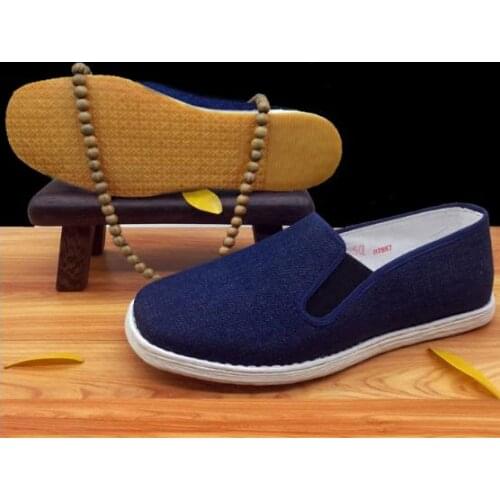 EU38~EU48 BIG SIZE high quality handmade cotton cloth wushu martial arts qigong shoes kung fu tai chi taiji shoes sneakers blue