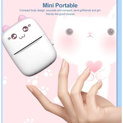 Portable Mini Thermal Printer Wirelessly BT 203dpi Photo Label Memo Wrong Question Printing with USB Cable imprimante portable