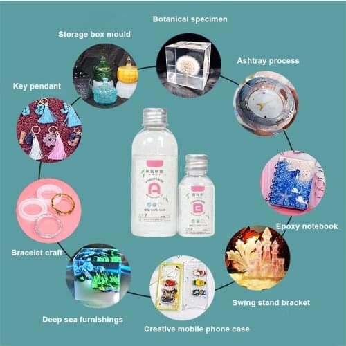 Transparent Crystal Clear Epoxy Resin Glue Kit A B Glue Set for DIY Jewelry Crafts Resists Yellowing 3:1 AB Crystal Glue Resin