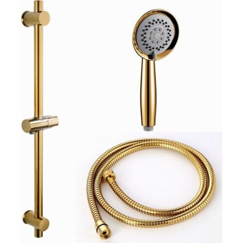 304 stainless gold metal shower sliding bar with Height Adjustable for bathroom with shower head shower hose