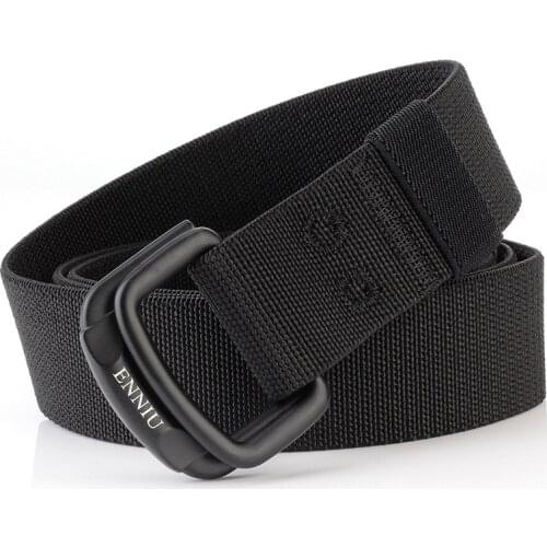 New outdoor summer double loop buckle elastic nylon elastic belt mens tide leisure belt canvas woven belt women