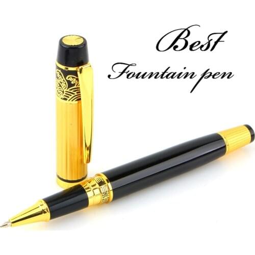1pcs Metal Golden Fountain Pen With Ink For Business Fountain Pen Gifts Caneta Office School Stationery Supplies