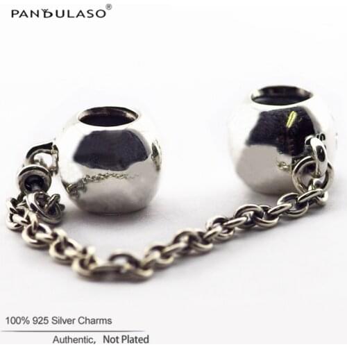 Logo Safety Chain Charms For Jewelry Making Fits Original Charms Bracelets For Woman DIY Sterling Silver Jewelry Beads